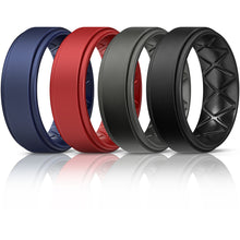 Load image into Gallery viewer, Egnaro Silicone Rings for Men 1/4/6 Multipack of Breathable Mens Silicone Rubber Wedding Rings Bands - Step Edge