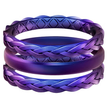 Load image into Gallery viewer, Egnaro Silicone Ring Women, Stackable Braided Rings for Women, Breathable Inner Arc Rubber Rings Women, Unique Design Silicone Wedding Bands Women