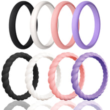 Load image into Gallery viewer, Egnaro Silicone Wedding Bands Women, Inner Arc Ergonomic Breathable Design Silicone Rubber Wedding Bands Rubber Rings for Women