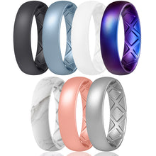 Load image into Gallery viewer, Egnaro Inner Arc Ergonomic Breathable Design, Silicone Rings for Women with Half Sizes, Women's Silicone Wedding Band, 6mm Wide - 2mm Thick