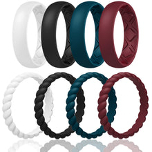 Load image into Gallery viewer, Egnaro Silicone Wedding Bands Women, Inner Arc Ergonomic Breathable Design Silicone Rubber Wedding Bands Rubber Rings for Women