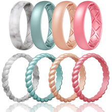 Load image into Gallery viewer, Egnaro Silicone Wedding Bands Women, Inner Arc Ergonomic Breathable Design Silicone Rubber Wedding Bands Rubber Rings for Women