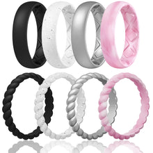 Load image into Gallery viewer, Egnaro Silicone Wedding Bands Women, Inner Arc Ergonomic Breathable Design Silicone Rubber Wedding Bands Rubber Rings for Women