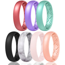 Load image into Gallery viewer, Egnaro Inner Arc Ergonomic Breathable Design, Silicone Rings for Women with half sizes, Women's Silicone Wedding Band,5mm Wide-2mm Thick