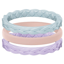 Load image into Gallery viewer, Egnaro Silicone Ring Women, Stackable Braided Rings for Women, Breathable Inner Arc Rubber Rings Women, Unique Design Silicone Wedding Bands Women