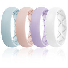 Load image into Gallery viewer, Egnaro Inner Arc Ergonomic Breathable Design, Silicone Rings for Women with Half Sizes, Women's Silicone Wedding Band, 6mm Wide - 2mm Thick