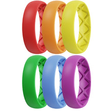 Load image into Gallery viewer, Egnaro Inner Arc Ergonomic Breathable Design, Silicone Rings for Women with Half Sizes, Women's Silicone Wedding Band, 6mm Wide - 2mm Thick
