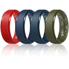 Load image into Gallery viewer, Egnaro Inner Arc Ergonomic Breathable Design, Silicone Rings Mens with Half Sizes, 7 Rings / 4 Rings / 1 Ring Rubber Wedding Bands, 8.5mm Wide-2mm Thick