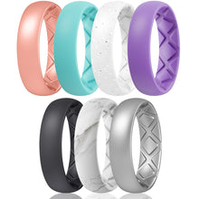 Load image into Gallery viewer, Egnaro Inner Arc Ergonomic Breathable Design, Silicone Rings for Women with Half Sizes, Women's Silicone Wedding Band, 6mm Wide - 2mm Thick