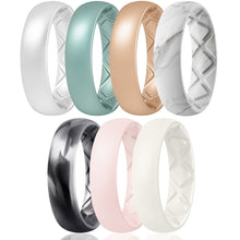 Load image into Gallery viewer, Egnaro Inner Arc Ergonomic Breathable Design, Silicone Rings for Women with Half Sizes, Women's Silicone Wedding Band, 6mm Wide - 2mm Thick