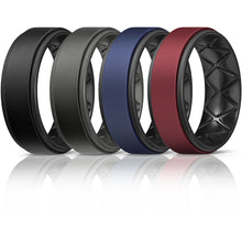 Load image into Gallery viewer, Egnaro Silicone Rings for Men 1/4/6 Multipack of Breathable Mens Silicone Rubber Wedding Rings Bands - Step Edge