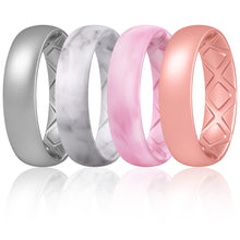 Load image into Gallery viewer, Egnaro Inner Arc Ergonomic Breathable Design, Silicone Rings for Women with Half Sizes, Women's Silicone Wedding Band, 6mm Wide - 2mm Thick