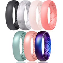 Load image into Gallery viewer, Egnaro Inner Arc Ergonomic Breathable Design, Silicone Rings for Women with Half Sizes, Women's Silicone Wedding Band, 6mm Wide - 2mm Thick