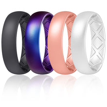 Load image into Gallery viewer, Egnaro Inner Arc Ergonomic Breathable Design, Silicone Rings for Women with Half Sizes, Women's Silicone Wedding Band, 6mm Wide - 2mm Thick