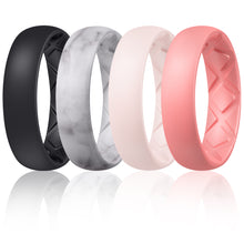 Load image into Gallery viewer, Egnaro Inner Arc Ergonomic Breathable Design, Silicone Rings for Women with Half Sizes, Women's Silicone Wedding Band, 6mm Wide - 2mm Thick