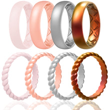Load image into Gallery viewer, Egnaro Silicone Wedding Bands Women, Inner Arc Ergonomic Breathable Design Silicone Rubber Wedding Bands Rubber Rings for Women
