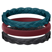 Load image into Gallery viewer, Egnaro Silicone Ring Women, Stackable Braided Rings for Women, Breathable Inner Arc Rubber Rings Women, Unique Design Silicone Wedding Bands Women