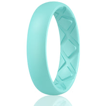 Load image into Gallery viewer, Egnaro Inner Arc Ergonomic Breathable Design, Silicone Rings for Women with half sizes, Women's Silicone Wedding Band,5mm Wide-2mm Thick