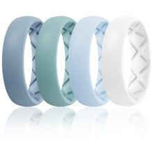 Load image into Gallery viewer, Egnaro Inner Arc Ergonomic Breathable Design, Silicone Rings for Women with Half Sizes, Women's Silicone Wedding Band, 6mm Wide - 2mm Thick