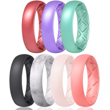 Load image into Gallery viewer, Egnaro Inner Arc Ergonomic Breathable Design, Silicone Rings for Women with Half Sizes, Women's Silicone Wedding Band, 6mm Wide - 2mm Thick