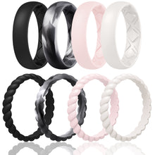 Load image into Gallery viewer, Egnaro Silicone Wedding Bands Women, Inner Arc Ergonomic Breathable Design Silicone Rubber Wedding Bands Rubber Rings for Women