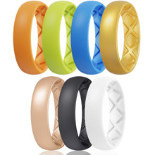 Load image into Gallery viewer, Egnaro Inner Arc Ergonomic Breathable Design, Silicone Rings for Women with Half Sizes, Women's Silicone Wedding Band, 6mm Wide - 2mm Thick