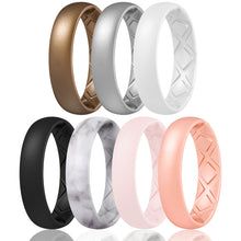 Load image into Gallery viewer, Egnaro Inner Arc Ergonomic Breathable Design, Silicone Rings for Women with half sizes, Women's Silicone Wedding Band,5mm Wide-2mm Thick