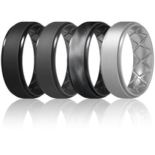 Load image into Gallery viewer, Egnaro Inner Arc Ergonomic Breathable Design, Silicone Rings Mens with Half Sizes, 7 Rings / 4 Rings / 1 Ring Rubber Wedding Bands, 8.5mm Wide-2mm Thick