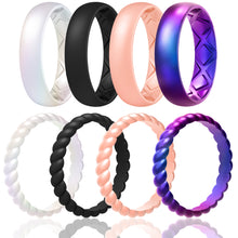Load image into Gallery viewer, Egnaro Silicone Wedding Bands Women, Inner Arc Ergonomic Breathable Design Silicone Rubber Wedding Bands Rubber Rings for Women