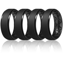 Load image into Gallery viewer, Egnaro Inner Arc Ergonomic Breathable Design, Silicone Rings Mens with Half Sizes, 7 Rings / 4 Rings / 1 Ring Rubber Wedding Bands, 8.5mm Wide-2mm Thick