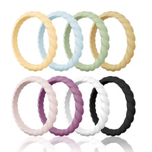 Load image into Gallery viewer, Egnaro Silicone Wedding Ring for Women,Seamless Thin and Stackble Braided Rubber Wedding Bands Rubber Rings for Women