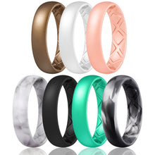 Load image into Gallery viewer, Egnaro Inner Arc Ergonomic Breathable Design, Silicone Rings for Women with half sizes, Women's Silicone Wedding Band,5mm Wide-2mm Thick