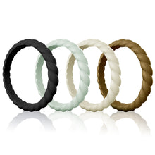 Load image into Gallery viewer, Egnaro Silicone Wedding Ring for Women,Seamless Thin and Stackble Braided Rubber Wedding Bands Rubber Rings for Women