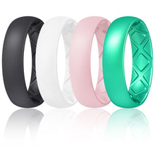 Load image into Gallery viewer, Egnaro Inner Arc Ergonomic Breathable Design, Silicone Rings for Women with Half Sizes, Women's Silicone Wedding Band, 6mm Wide - 2mm Thick
