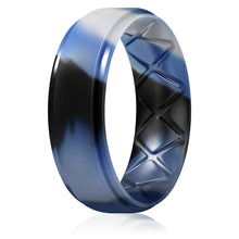 Load image into Gallery viewer, Egnaro Inner Arc Ergonomic Breathable Design, Silicone Rings Mens with Half Sizes, 7 Rings / 4 Rings / 1 Ring Rubber Wedding Bands, 8.5mm Wide-2mm Thick