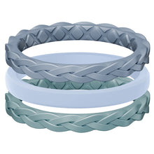 Load image into Gallery viewer, Egnaro Silicone Ring Women, Stackable Braided Rings for Women, Breathable Inner Arc Rubber Rings Women, Unique Design Silicone Wedding Bands Women