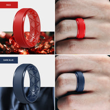 Load image into Gallery viewer, Egnaro Inner Arc Ergonomic Breathable Design, Silicone Rings Mens with Half Sizes, 7 Rings / 4 Rings / 1 Ring Rubber Wedding Bands, 8.5mm Wide-2mm Thick