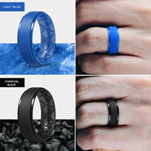 Load image into Gallery viewer, Egnaro Inner Arc Ergonomic Breathable Design, Silicone Rings Mens with Half Sizes, 7 Rings / 4 Rings / 1 Ring Rubber Wedding Bands, 8.5mm Wide-2mm Thick