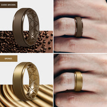 Load image into Gallery viewer, Egnaro Inner Arc Ergonomic Breathable Design, Silicone Rings Mens with Half Sizes, 7 Rings / 4 Rings / 1 Ring Rubber Wedding Bands, 8.5mm Wide-2mm Thick