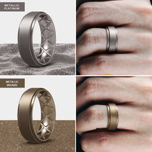 Load image into Gallery viewer, Egnaro Inner Arc Ergonomic Breathable Design, Silicone Rings Mens with Half Sizes, 7 Rings / 4 Rings / 1 Ring Rubber Wedding Bands, 8.5mm Wide-2mm Thick