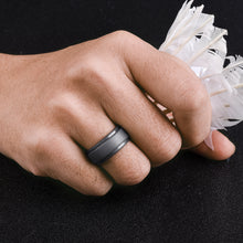 Load image into Gallery viewer, Egnaro Inner Arc Ergonomic Breathable Design, Silicone Rings Mens with Half Sizes, 7 Rings / 4 Rings / 1 Ring Rubber Wedding Bands, 8.5mm Wide-2mm Thick