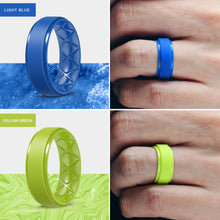 Load image into Gallery viewer, Egnaro Inner Arc Ergonomic Breathable Design, Silicone Rings Mens with Half Sizes, 7 Rings / 4 Rings / 1 Ring Rubber Wedding Bands, 8.5mm Wide-2mm Thick