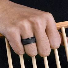 Load image into Gallery viewer, Egnaro Inner Arc Ergonomic Breathable Design, Silicone Rings Mens with Half Sizes, 7 Rings / 4 Rings / 1 Ring Rubber Wedding Bands, 8.5mm Wide-2mm Thick