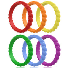 Load image into Gallery viewer, Egnaro Silicone Wedding Ring for Women,Seamless Thin and Stackble Braided Rubber Wedding Bands Rubber Rings for Women