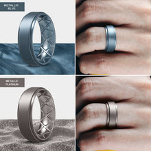 Load image into Gallery viewer, Egnaro Inner Arc Ergonomic Breathable Design, Silicone Rings Mens with Half Sizes, 7 Rings / 4 Rings / 1 Ring Rubber Wedding Bands, 8.5mm Wide-2mm Thick