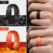 Load image into Gallery viewer, Egnaro Inner Arc Ergonomic Breathable Design, Silicone Rings Mens with Half Sizes, 7 Rings / 4 Rings / 1 Ring Rubber Wedding Bands, 8.5mm Wide-2mm Thick