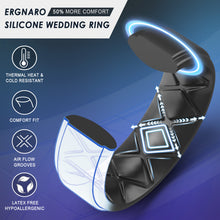 Load image into Gallery viewer, Egnaro Inner Arc Ergonomic Breathable Design, Silicone Rings Mens with Half Sizes, 7 Rings / 4 Rings / 1 Ring Rubber Wedding Bands, 8.5mm Wide-2mm Thick