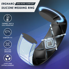 Load image into Gallery viewer, Egnaro Silicone Rings for Men 1/4/6 Multipack of Breathable Mens Silicone Rubber Wedding Rings Bands - Step Edge