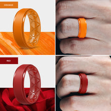 Load image into Gallery viewer, Egnaro Inner Arc Ergonomic Breathable Design, Silicone Rings Mens with Half Sizes, 7 Rings / 4 Rings / 1 Ring Rubber Wedding Bands, 8.5mm Wide-2mm Thick