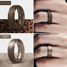 Load image into Gallery viewer, Egnaro Inner Arc Ergonomic Breathable Design, Silicone Rings Mens with Half Sizes, 7 Rings / 4 Rings / 1 Ring Rubber Wedding Bands, 8.5mm Wide-2mm Thick